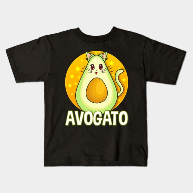 Funny Avogato Avocado Cat Cute Kitty Avo-gato Pun Kids T-Shirt by theperfectpresents